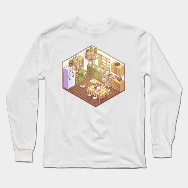 Cute Isometric Kitchen Long Sleeve T-Shirt by AlexBrushes